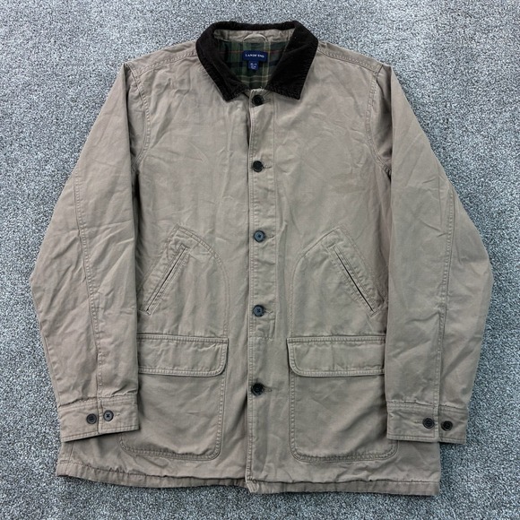Lands' End Other - Vintage Lands End Field Jacket Men XL Tall Beige Canvas Chore Barn Flannel Lined